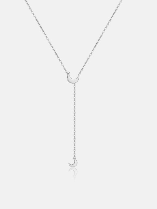 Platinum [Moon] 925 Sterling Silver Moon  Trend Tassel Necklace